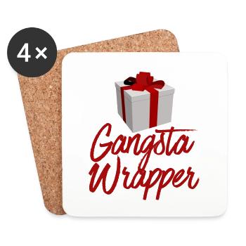 Gangsta Wrapper Funny Geschenkpapier Weihnachten - Untersetzer (4er-Set) - Weiß - Vorne