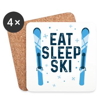 EAT SLEEP SKI - Untersetzer (4er-Set) - Weiß - Vorne