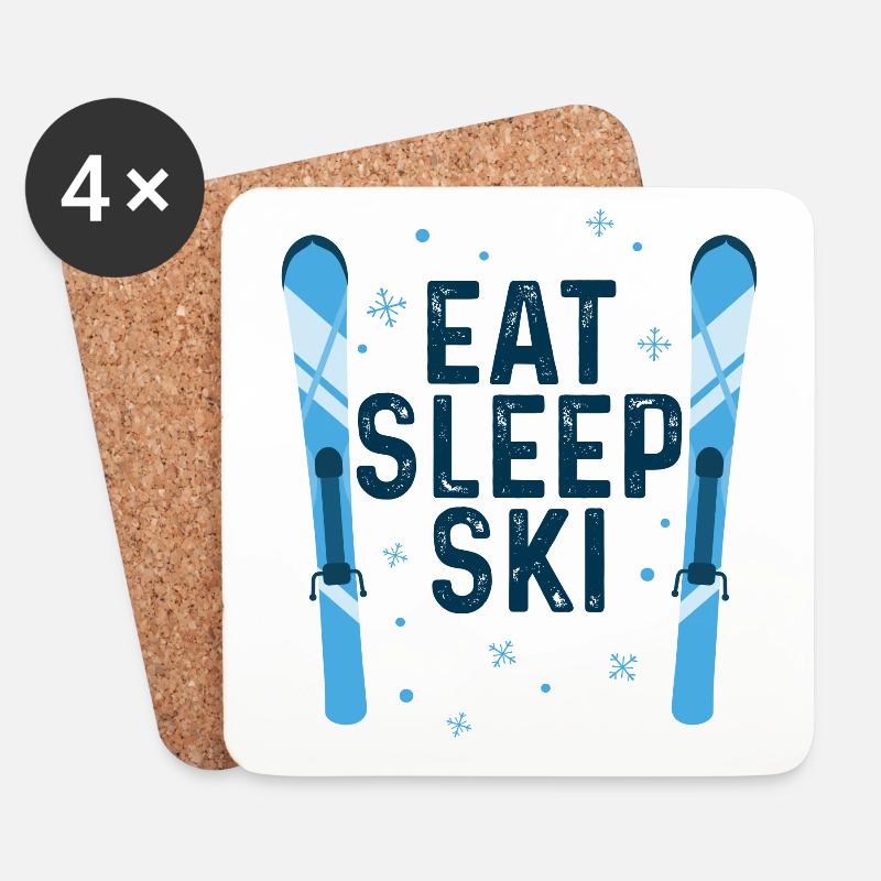 EAT SLEEP SKI - Untersetzer (4er-Set) - Weiß