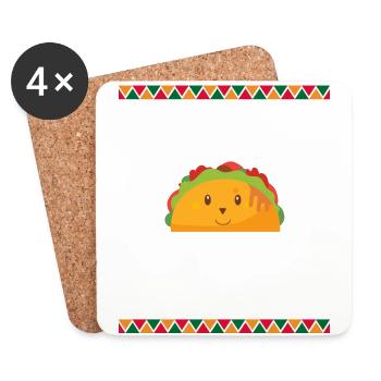 Je suis dans le taco de remise en forme dans ma bouche chemise mexicaine - Dessous de verre (lot de 4) - blanc - Devant
