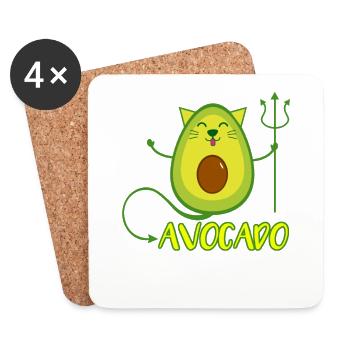 Chat avocat cadeau végétalien - Dessous de verre (lot de 4) - blanc - Devant