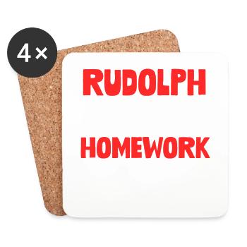 Rudolph a mangé mes devoirs Funny Christmas Humor Pun - Dessous de verre (lot de 4) - blanc - Devant