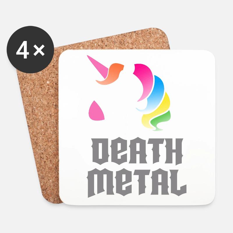 Death Metal Unicorn - Untersetzer (4er-Set) - Weiß