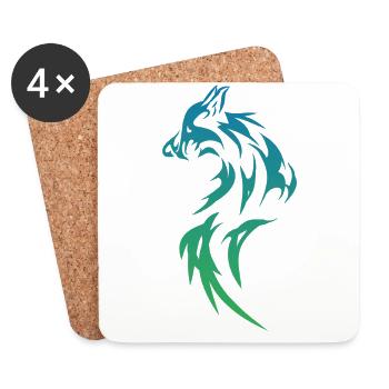 Beautiful two-tone tribal tattoo motiv Wolf - Coasters (set of 4) - white - Front