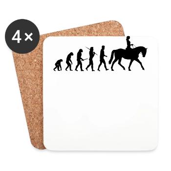 Evolution Reiten, Reitsport Geschenk - Untersetzer (4er-Set) - Weiß - Vorne