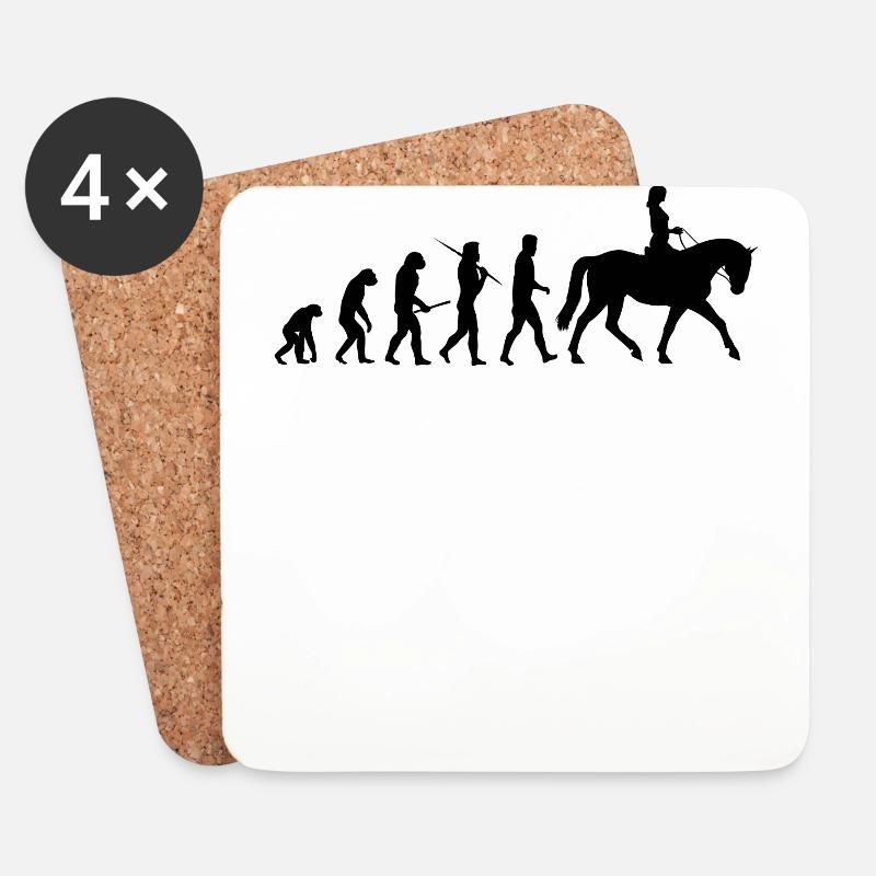 Evolution Reiten, Reitsport Geschenk - Untersetzer (4er-Set) - Weiß