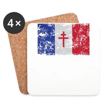 Drapeau de la France en détresse La Résistance Fière Française - Dessous de verre (lot de 4) - blanc - Devant