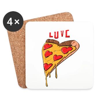 Pizza Love - Coasters (set of 4) - white - Front