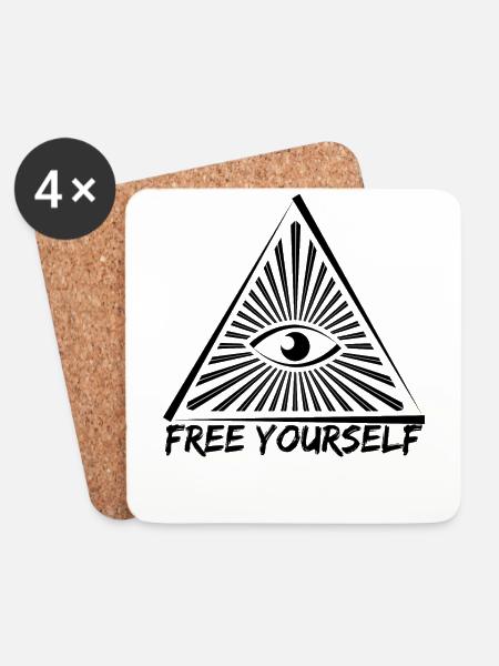 Anti Illuminati Verschwörung Freimaurer NWO - Untersetzer (4er-Set) - Weiß