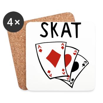 Skat Kartenspiel - Skatspielen - Skatspieler - Untersetzer (4er-Set) - Weiß - Vorne