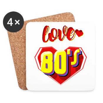 J’adore les années 80 - Dessous de verre (lot de 4) - blanc - Devant