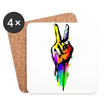 Signe de la paix mondiale - Dessous de verre (lot de 4) - blanc - Devant