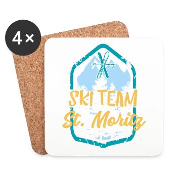 Skiteam St. Moritz Ski Team Geschenk - Untersetzer (4er-Set) - Weiß - Vorne
