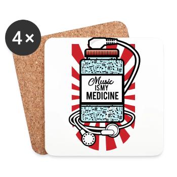 La musique est mon médicament - Dessous de verre (lot de 4) - blanc - Devant