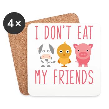 I Dont Eat My Friends Végétalien Végétarien - Dessous de verre (lot de 4) - blanc - Devant