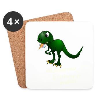 Dino T-Rex frisst ein Einhorn lustiges Geschenk - Untersetzer (4er-Set) - Weiß - Vorne