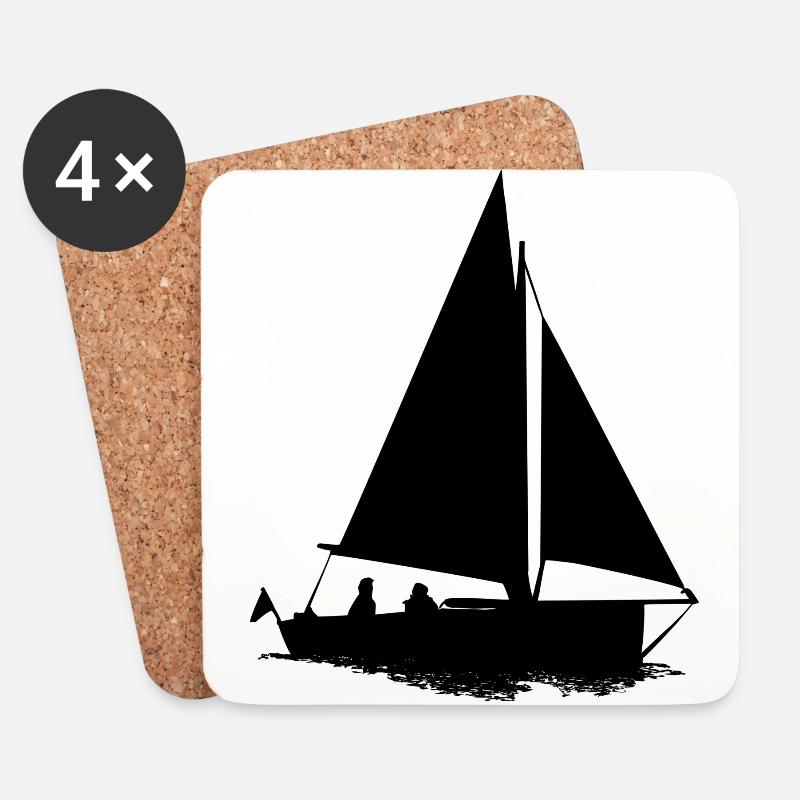 Segelboot - Untersetzer (4er-Set) - Weiß