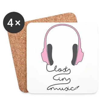 Lost in Music - Musik - Geschenk - Sänger - Sound - Untersetzer (4er-Set) - Weiß - Vorne
