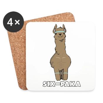 Funny Llama Alpaca Comic Animal Trend Sixpack - Coasters (set of 4) - white - Front
