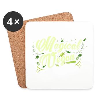Vegan magique - végétalien magique - les droits des animaux - Dessous de verre (lot de 4) - blanc - Devant