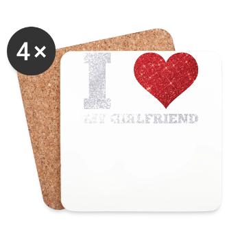 I Love My Girlfriend Glittery Valentines February - Coasters (set of 4) - white - Front