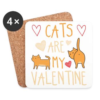 My Cats Are My Valentine Funny Shirt Idea - Coasters (set of 4) - white - Front