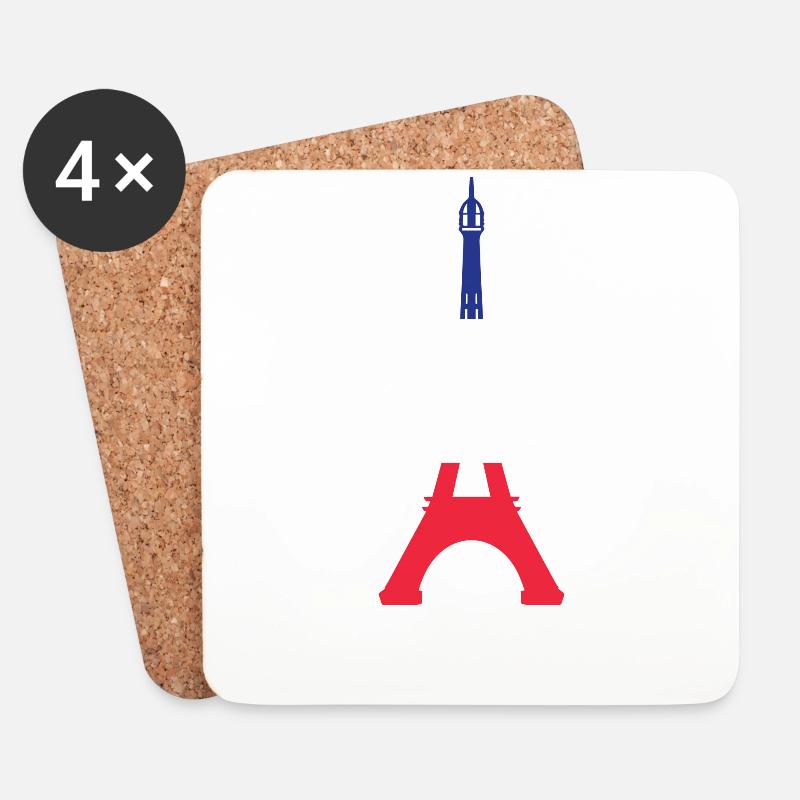 Paris Frankreich Flagge Farbe Eiffelturm Französisch - Untersetzer (4er-Set) - Weiß