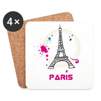 paris eiffelturm scribble love fasion trip tourist - Untersetzer (4er-Set) - Weiß - Vorne