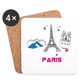 tourisme paris gribouillis amour France ville fille vue - Dessous de verre (lot de 4) - blanc - Devant
