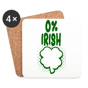 0% irlandais - T-shirt Fun - Cadeau - Dessous de verre (lot de 4) - blanc - Devant