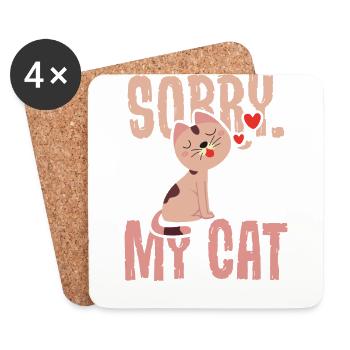 Sorry, I'm too late: my cat was sitting on me .... - Coasters (set of 4) - white - Front