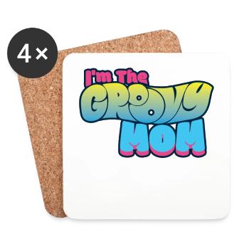 Groovy Mom - Mama T-Shirt - Untersetzer (4er-Set) - Weiß - Vorne