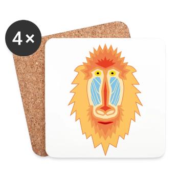 mandrill géométrique - Dessous de verre (lot de 4) - blanc - Devant