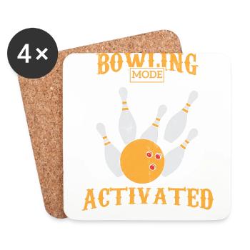 Bowling - Kegeln - Kegel - Strike - Geschenk - Untersetzer (4er-Set) - Weiß - Vorne