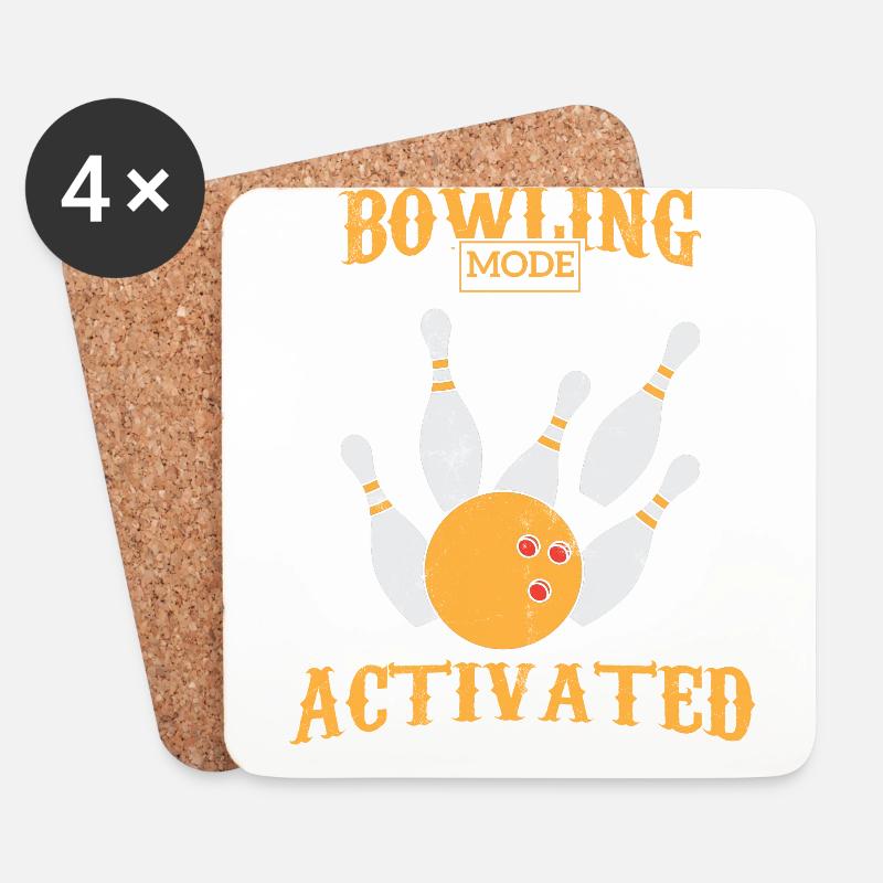 Bowling - Kegeln - Kegel - Strike - Geschenk - Untersetzer (4er-Set) - Weiß