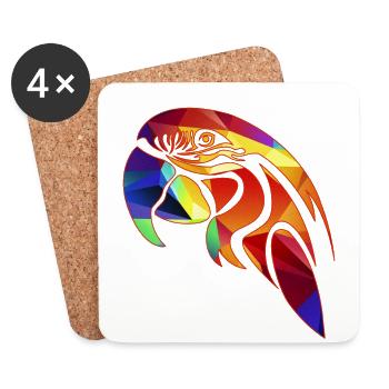 Papagei Geometric - Untersetzer (4er-Set) - Weiß - Vorne