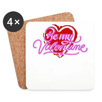 Shop Be My Valentine Red Heart Gift Design - Untersetzer (4er-Set) - Weiß - Vorne