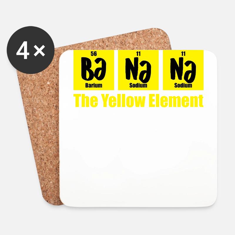 Funny - Banana - Element - Gelb - Lustig - Cool - Untersetzer (4er-Set) - Weiß
