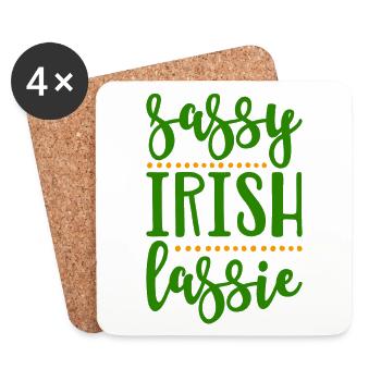 Sassy Iren Lassie St. Patricks Day Irland Frau - Untersetzer (4er-Set) - Weiß - Vorne