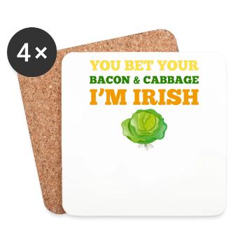 Vous pariez votre bacon et chou je suis irlandais St Patricks - Dessous de verre (lot de 4) - blanc - Devant