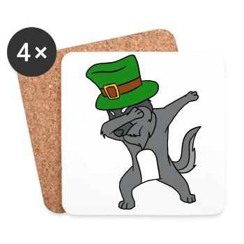 Tupfen von St Patrick Tag Wolf-Kobold-Spitzenhut - Untersetzer (4er-Set) - Weiß - Vorne
