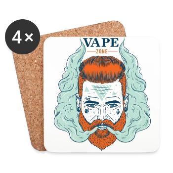 Vaper fumant hipsters barbus - Dessous de verre (lot de 4) - blanc - Devant