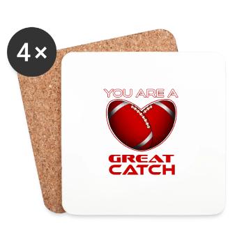 American Football Valentinstag Groß Fang Geschenk - Untersetzer (4er-Set) - Weiß - Vorne