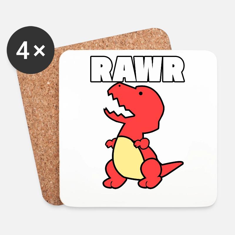 Dinosaurier Dino Rawr Geschenk vintage Tier rot - Untersetzer (4er-Set) - Weiß
