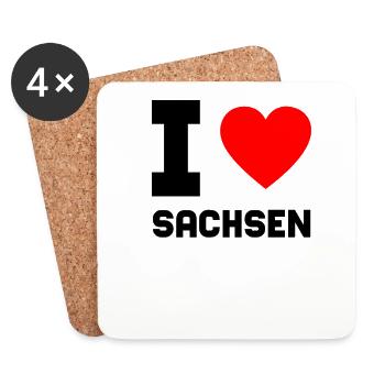 I Love Sachsen Geschenk Stadt Heimat Idee - Untersetzer (4er-Set) - Weiß - Vorne