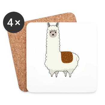 Adventure Alpaca | funny and sweet - Coasters (set of 4) - white - Front
