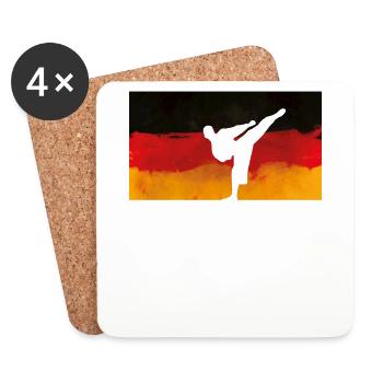 Deutschland Flagge Kickboxer Geschenk Gift - Untersetzer (4er-Set) - Weiß - Vorne