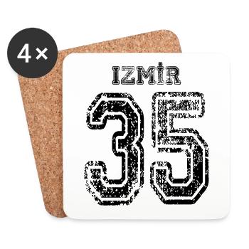35 Izmir Turkish license plate as a gift - Coasters (set of 4) - white - Front