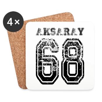 68 Aksaray Türkisches Nummernschild als Geschenk - Untersetzer (4er-Set) - Weiß - Vorne