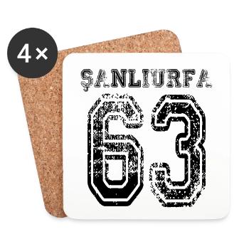 63 Sanliurfa Türkisches Nummernschild als Geschenk - Untersetzer (4er-Set) - Weiß - Vorne